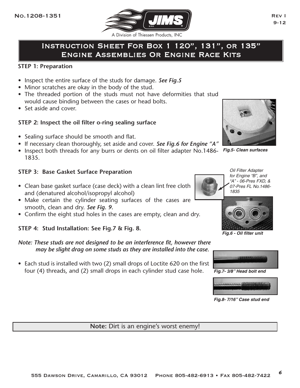 Jims USA Twin Cam Racekit Box 1 1208-1351 User Manual | Page 7 / 10