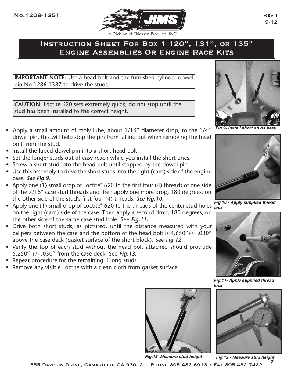 Jims USA Twin Cam Racekit Box 1 1208-1351 User Manual | Page 8 / 10