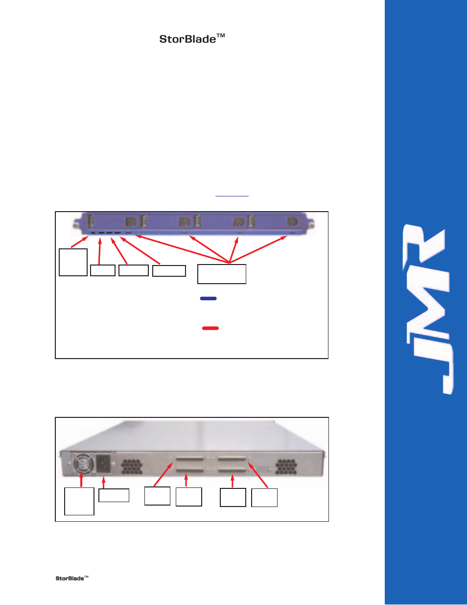 Id conflict, Front status leds, External i/o connection | Id conflict -3, Front status leds -3 external i/o connection -3, Storblade | JMR electronic 1U SCSI JBOD User Manual | Page 14 / 23