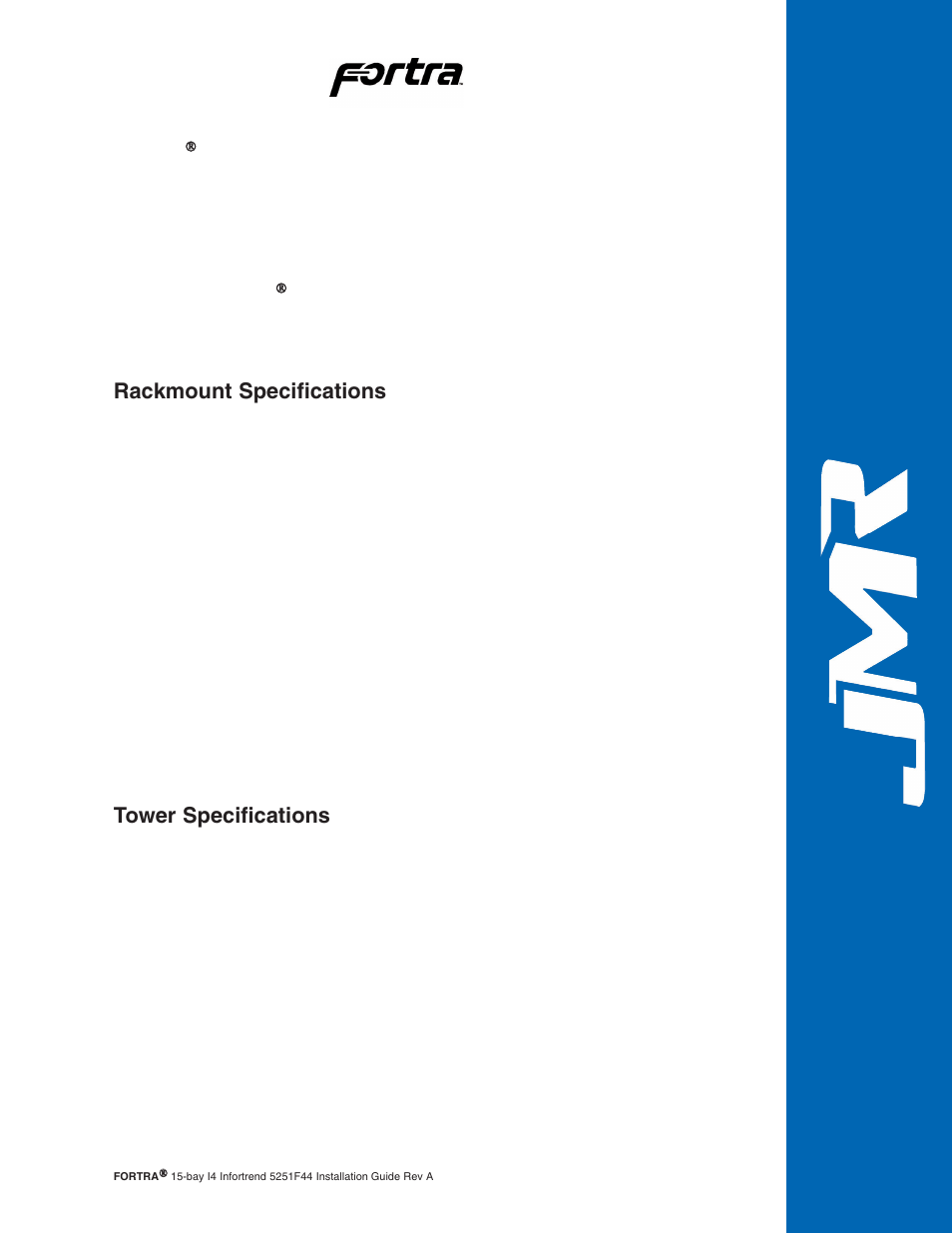 Rackmount specifications, Tower specifications | JMR electronic Fortra 5251F6 User Manual | Page 6 / 30