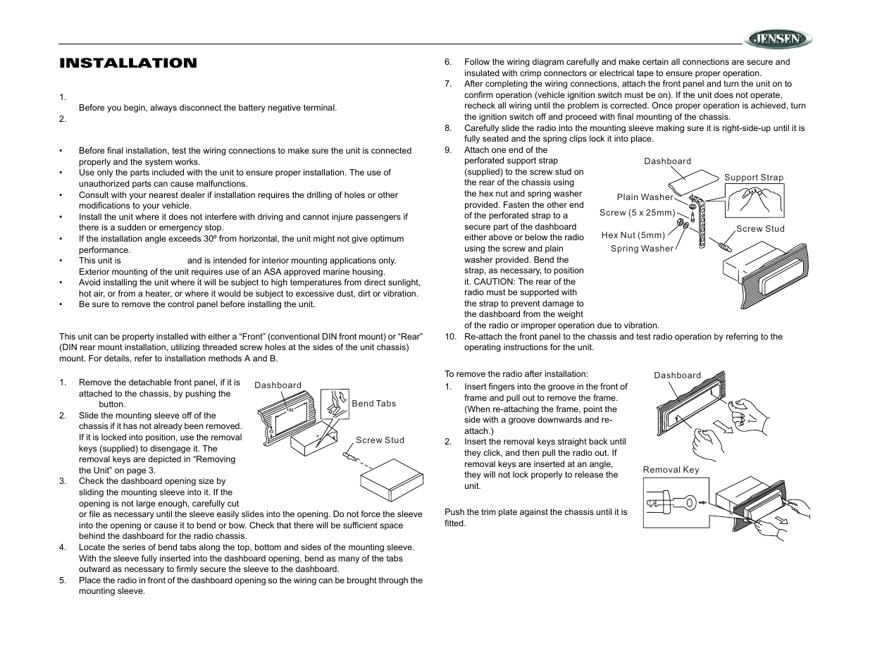 Mcd5060, Installation | Jensen Marine Direct MCD5060 User Manual | Page 3 / 10