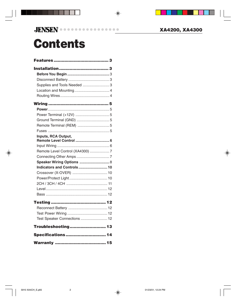 Jensen XA4200 User Manual | Page 2 / 15