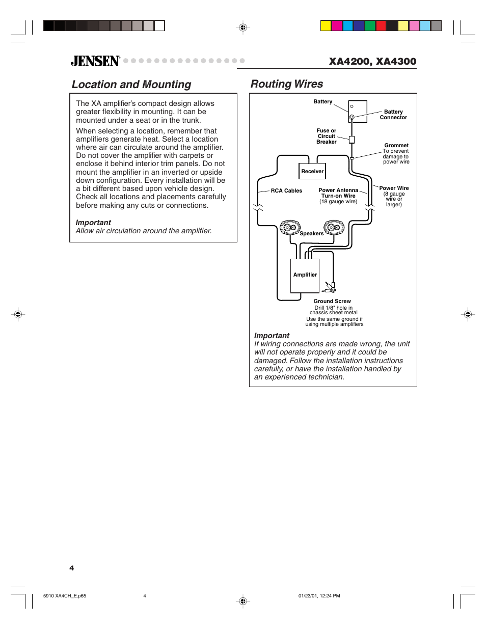 Routing wires location and mounting | Jensen XA4200 User Manual | Page 4 / 15