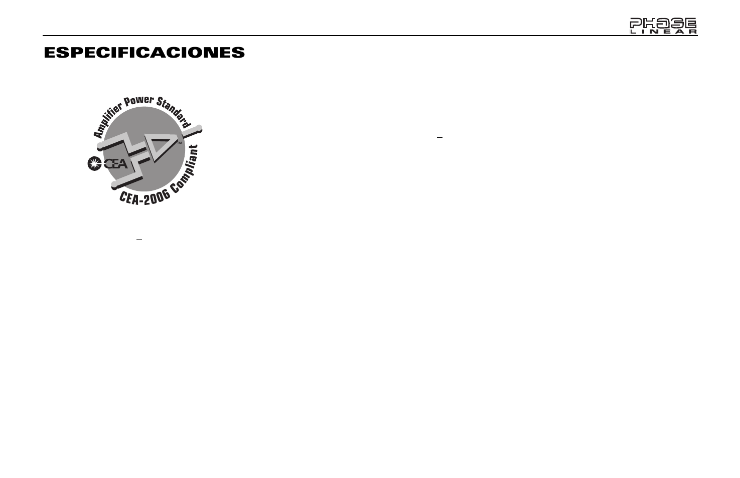 Especificaciones | Jensen Phase Linear BT1613 User Manual | Page 51 / 82