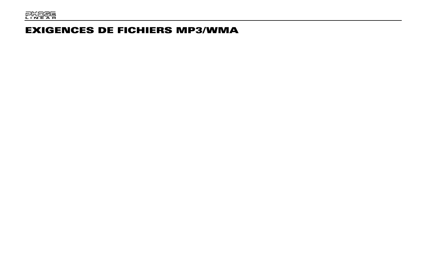 Exigences de fichiers mp3/wma | Jensen Phase Linear BT1613 User Manual | Page 62 / 82