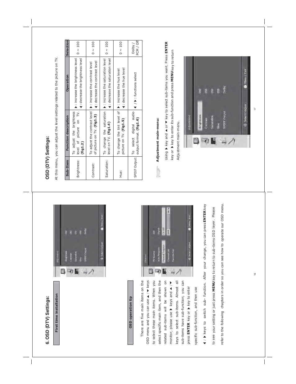 Osd (dtv) settings: osd (dtv) settings | Jensen JE1510 User Manual | Page 10 / 19