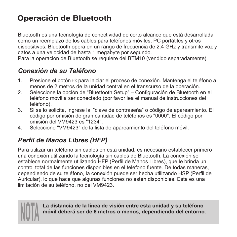 Nota | Jensen VM9423 User Manual | Page 56 / 92