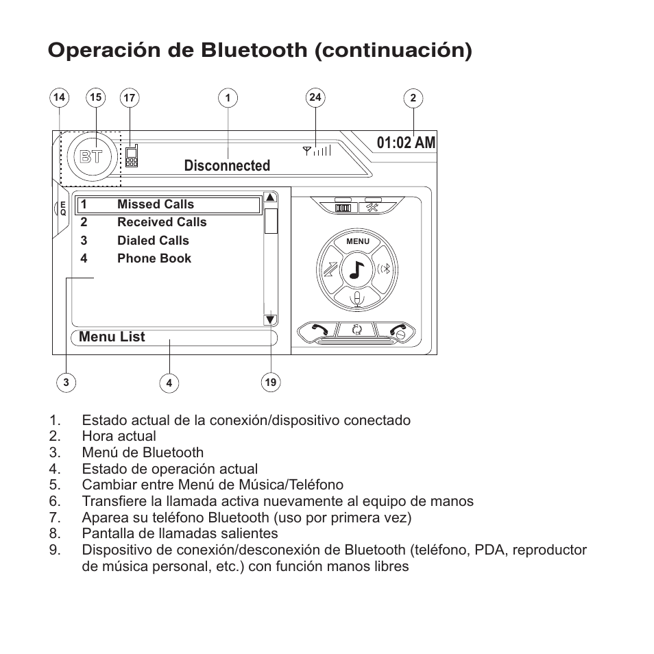 Operación de bluetooth (continuación), 02 am | Jensen VM9423 User Manual | Page 58 / 92