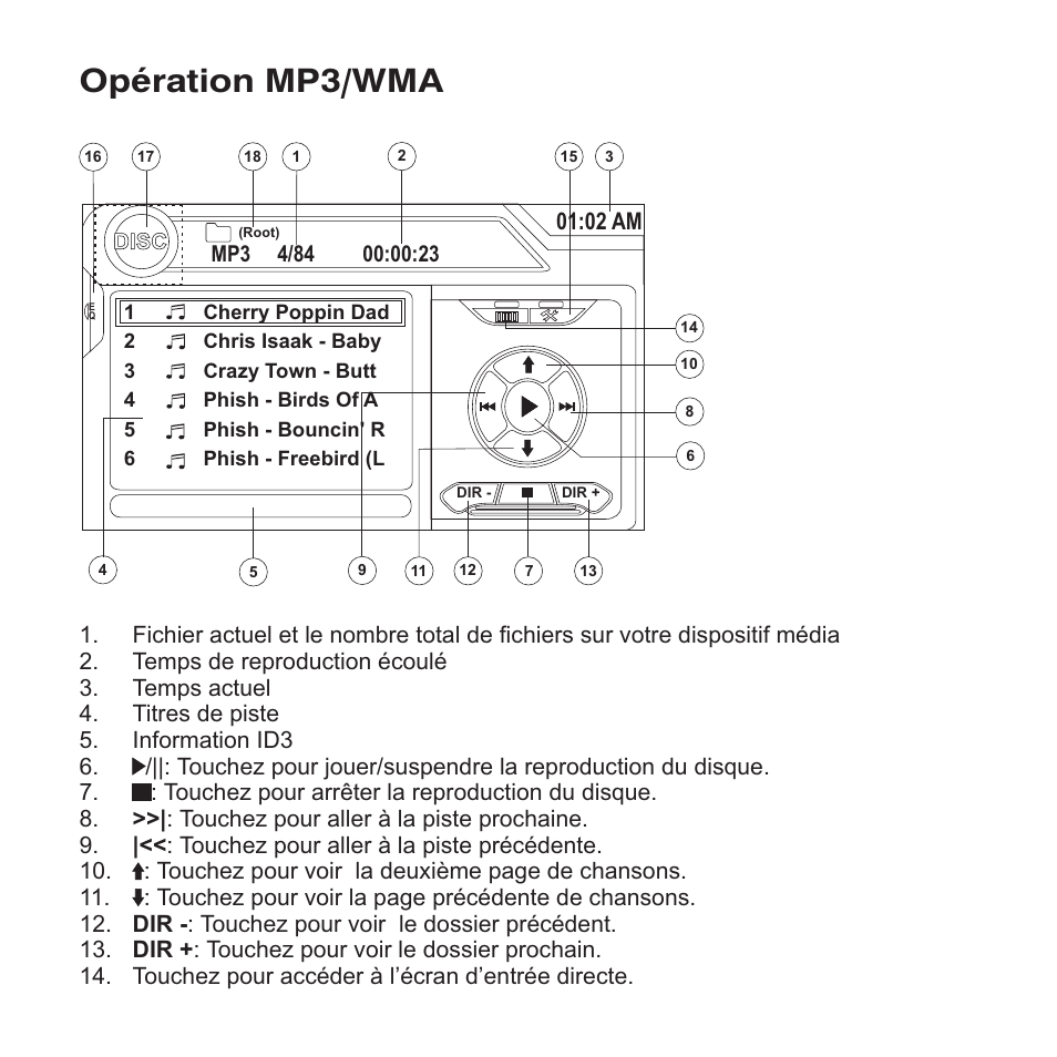 Opération mp3/wma | Jensen VM9423 User Manual | Page 82 / 92