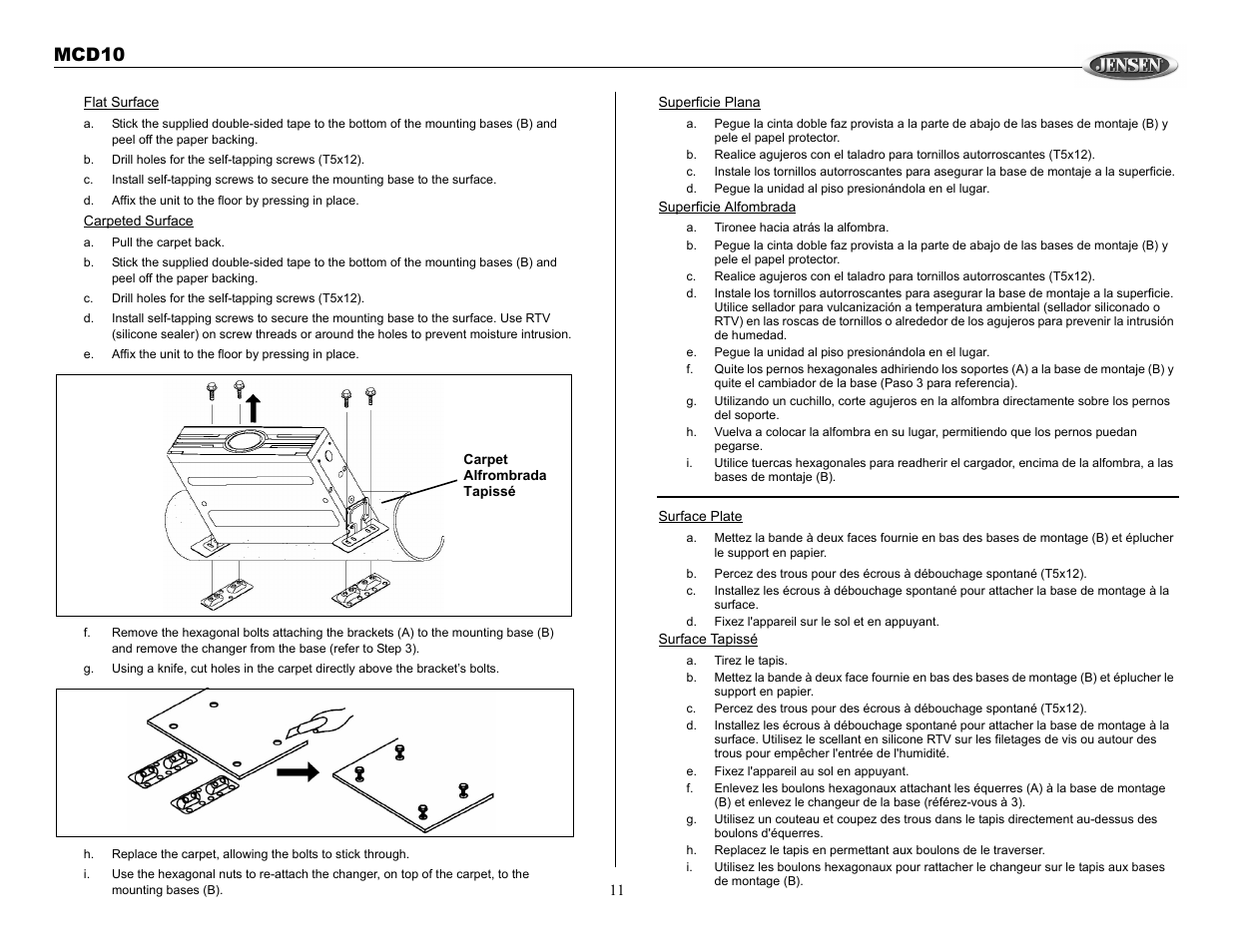 Mcd10 | Jensen MCD10 User Manual | Page 11 / 17