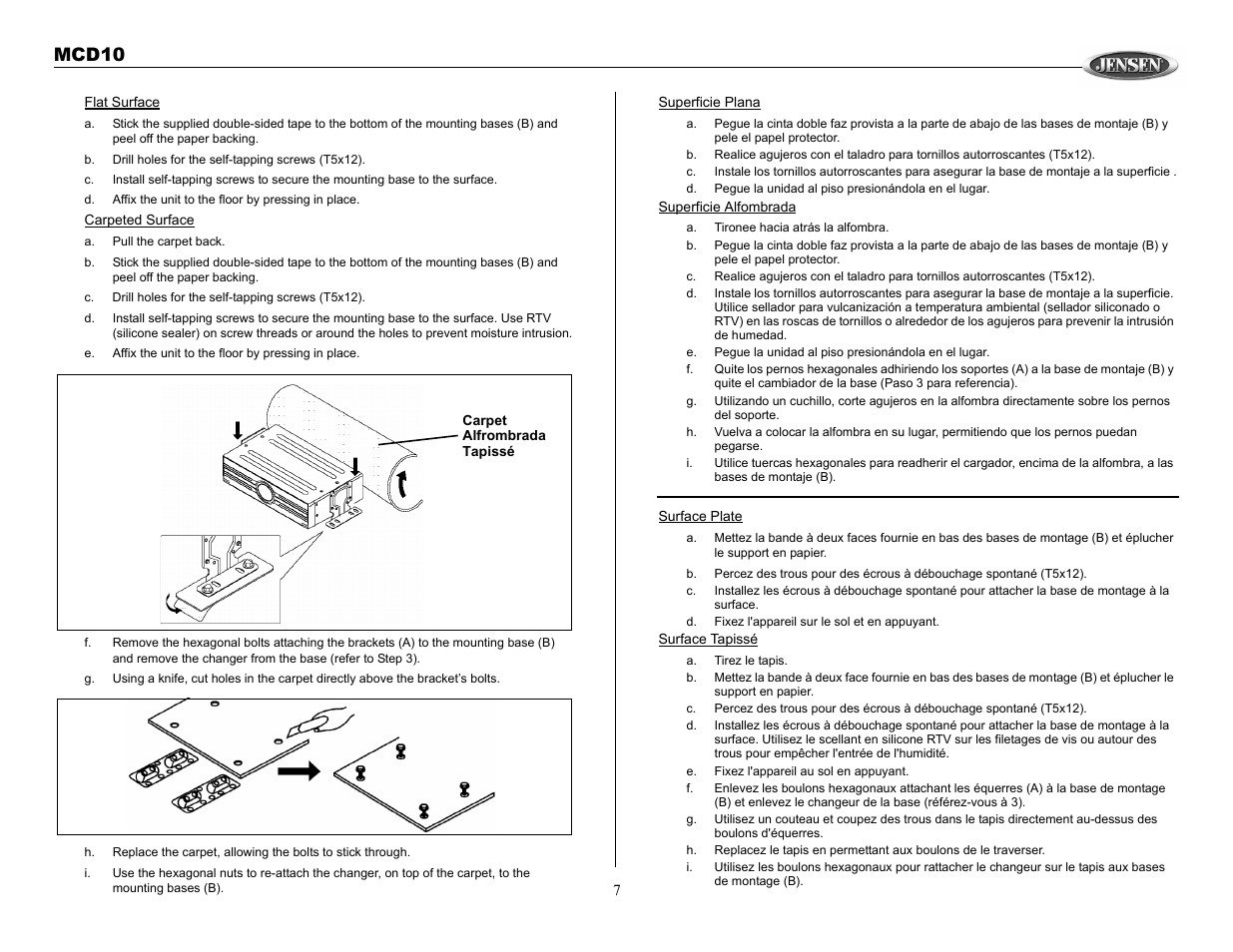 Mcd10 | Jensen MCD10 User Manual | Page 7 / 17
