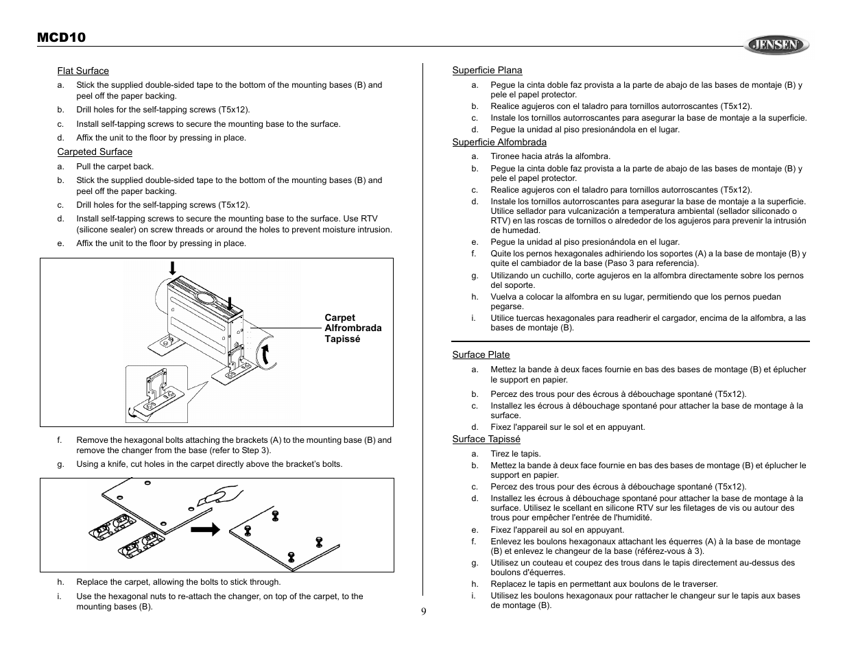 Mcd10 | Jensen MCD10 User Manual | Page 9 / 17