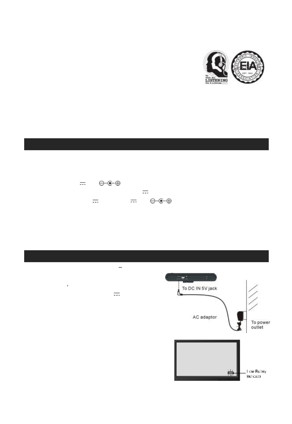 Accessories included, Power source and recharging | Jensen JDTV-1020 User Manual | Page 5 / 19