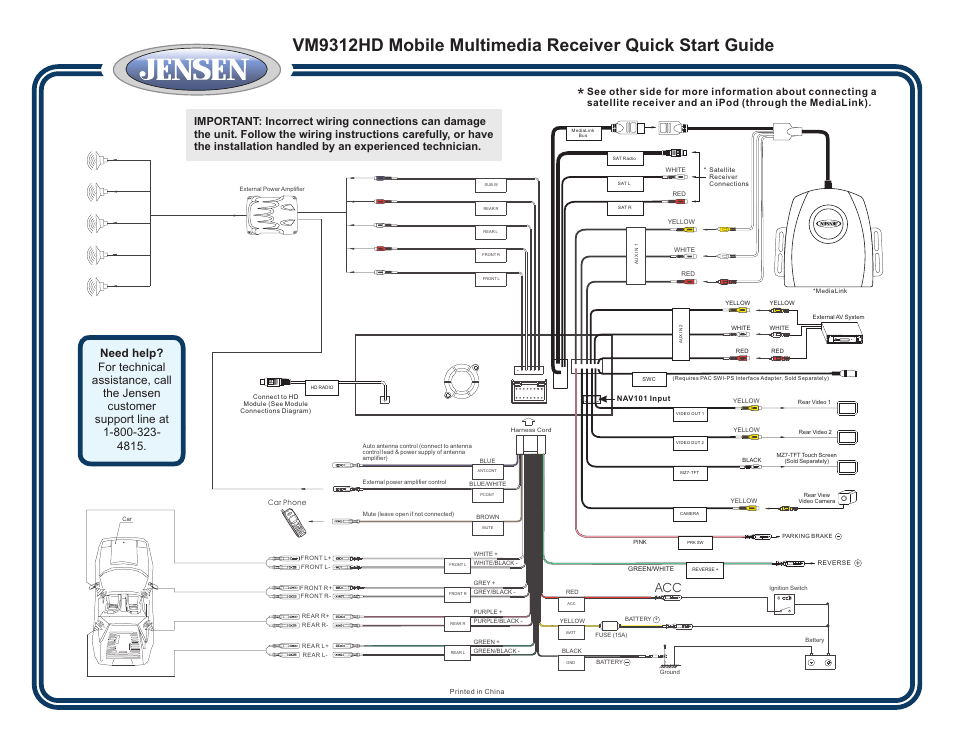 Jensen VM9312HD User Manual | 2 pages