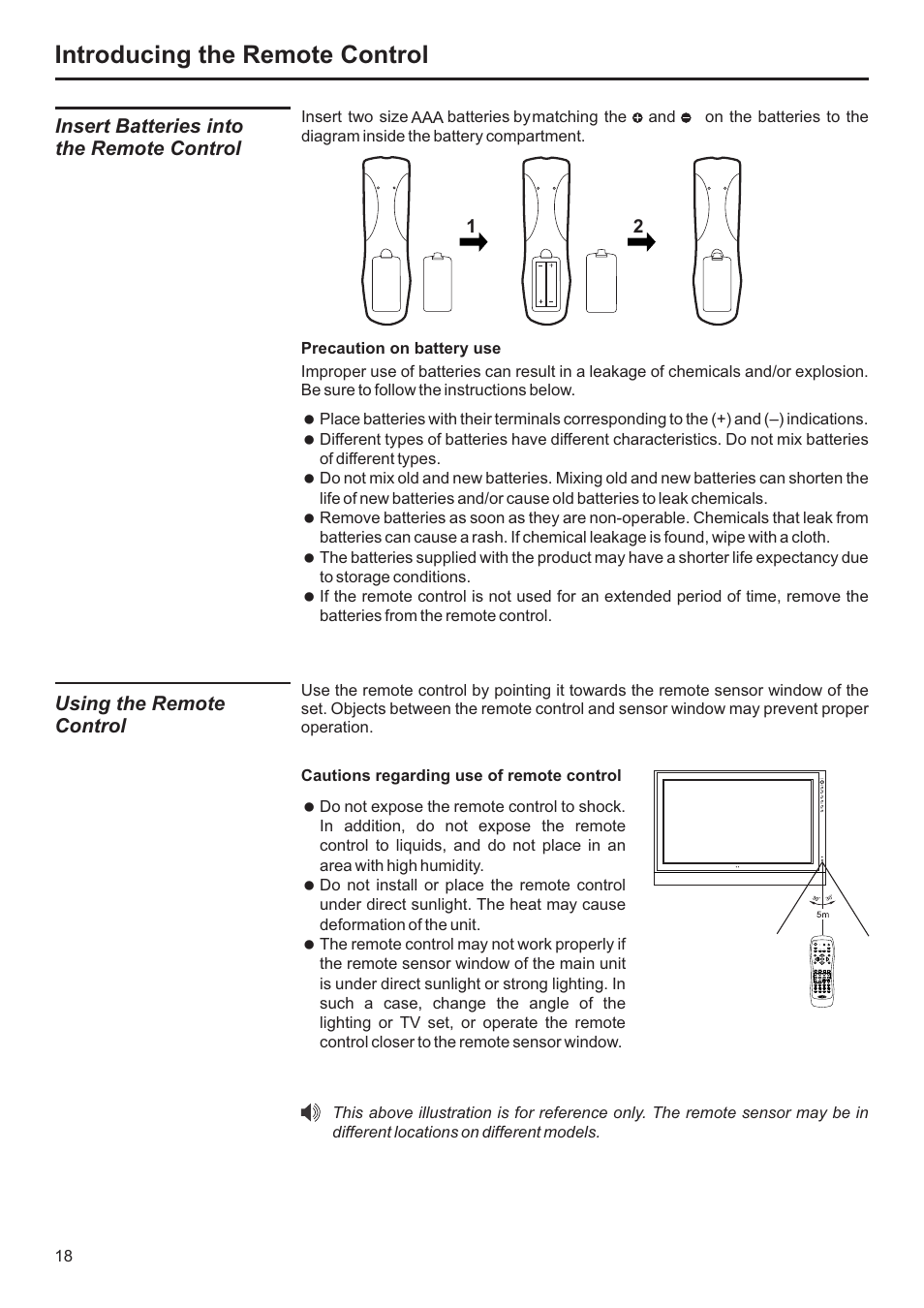 Introducing the remote control, Insert batteries into the remote control, Using the remote control | Jensen JE2707 User Manual | Page 19 / 42