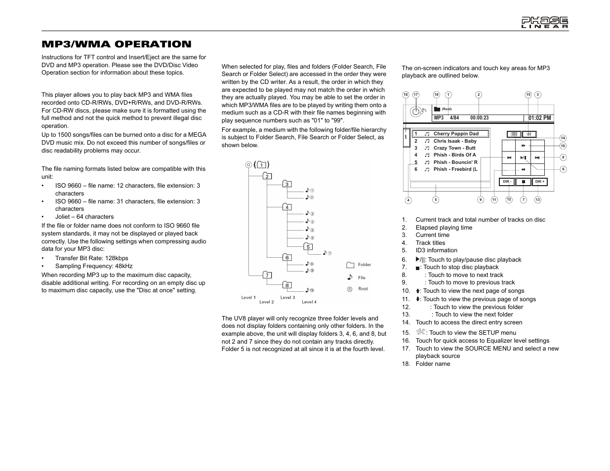 Uv8 mp3/wma operation | Jensen UV8 User Manual | Page 23 / 30