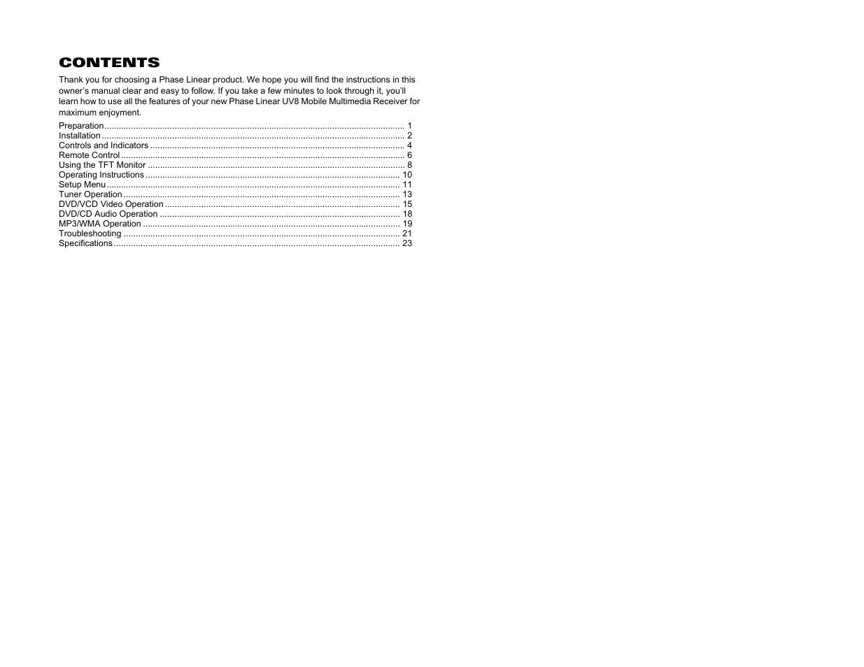 Jensen UV8 User Manual | Page 3 / 30