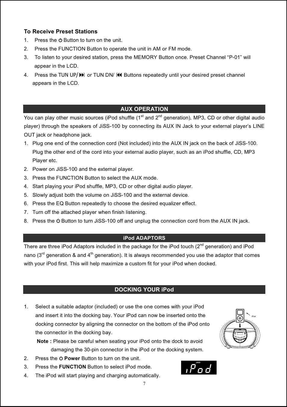 Jensen JiSS-100 User Manual | Page 8 / 11
