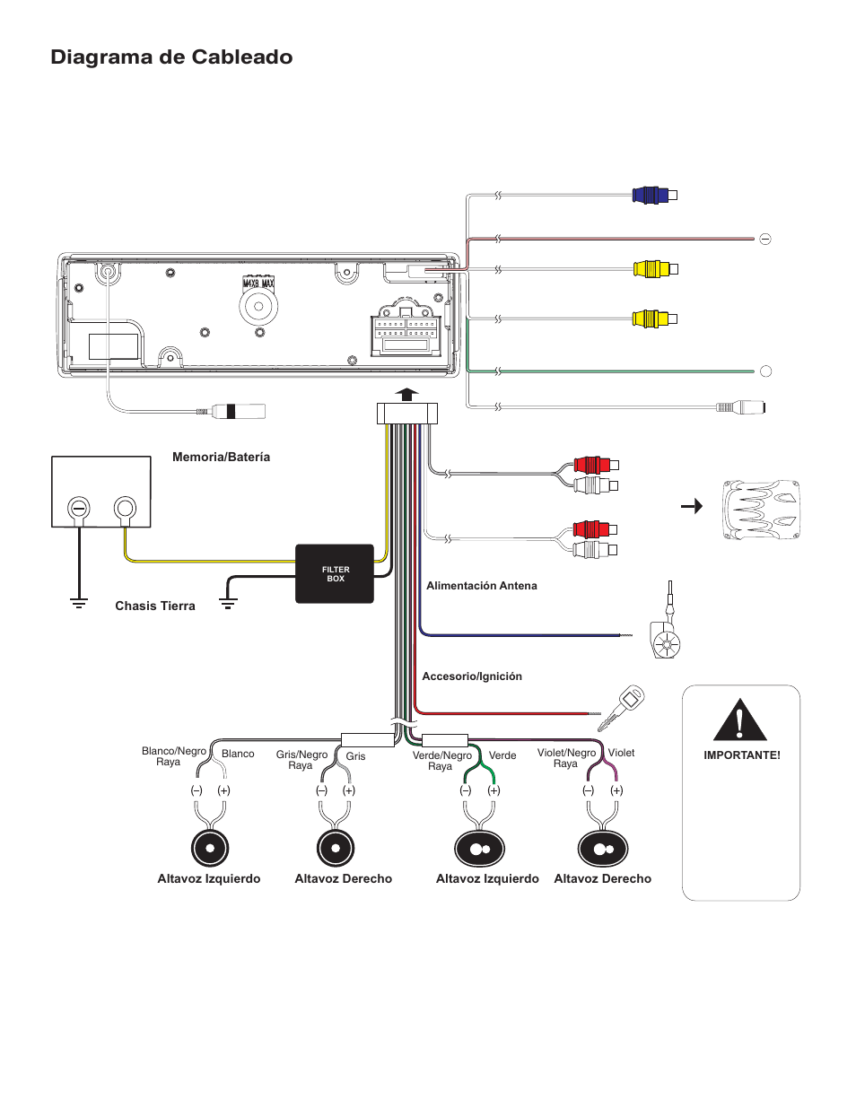 Diagrama de cableado | Jensen VM8113 User Manual | Page 8 / 12