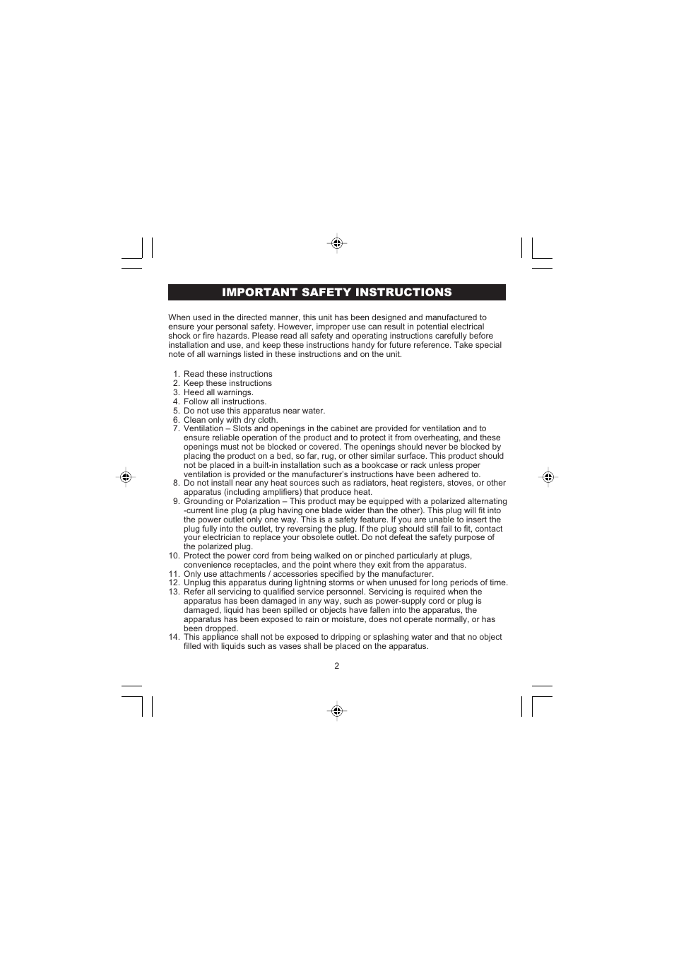 Important safety instructions | Jensen JiMS-198i User Manual | Page 3 / 20