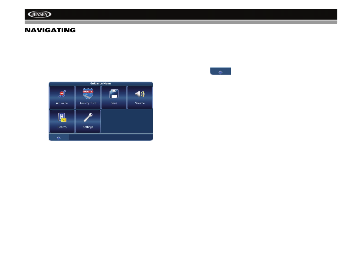 Nav101 navigating | Jensen NAV101 User Manual | Page 16 / 26