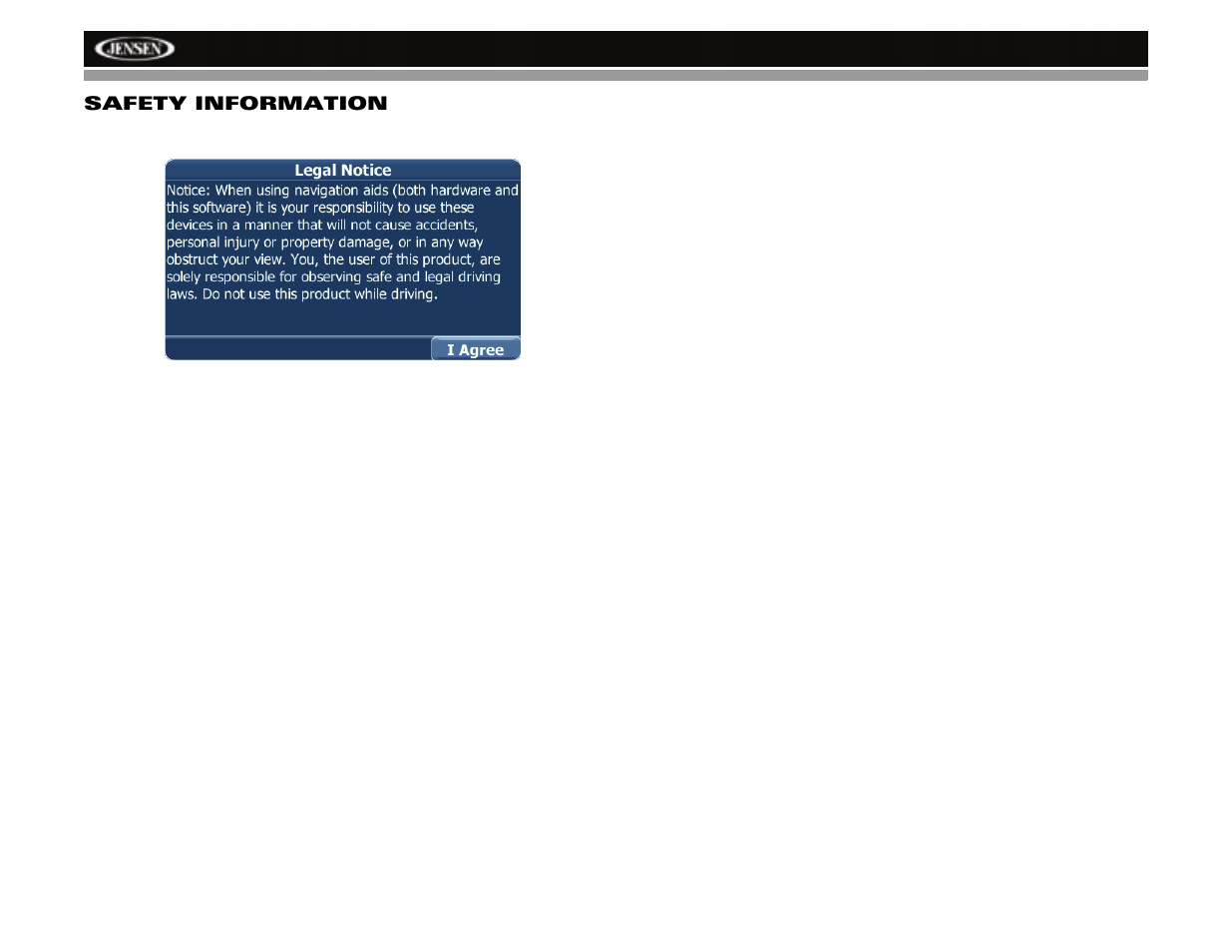 Nav101 safety information | Jensen NAV101 User Manual | Page 6 / 26