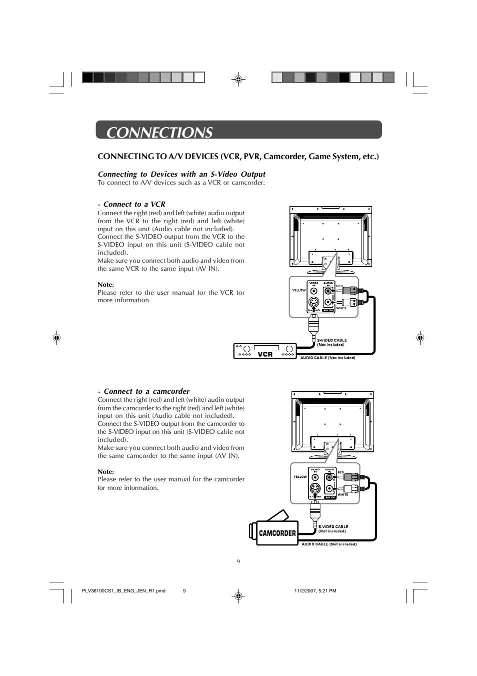 Connections | Jensen JE1908 User Manual | Page 9 / 24