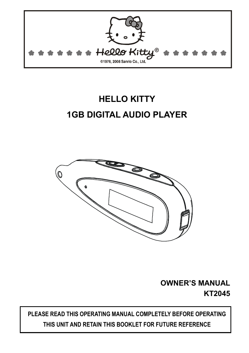 Jensen Hello Kitty KT2045 User Manual | 11 pages