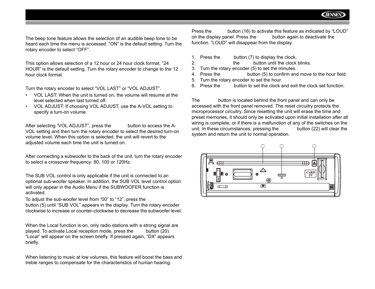 Jensen VM8012 User Manual | Page 11 / 24