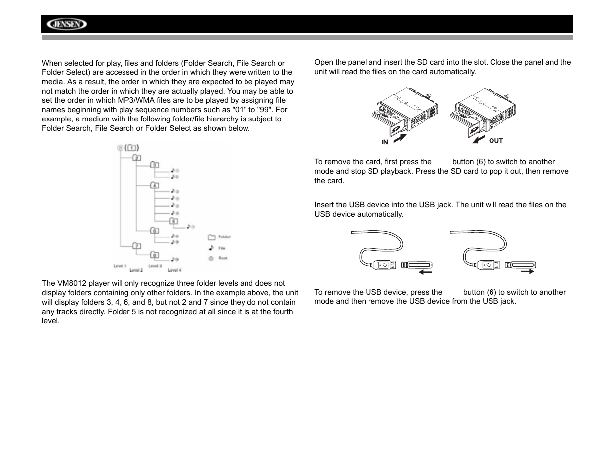 Jensen VM8012 User Manual | Page 18 / 24