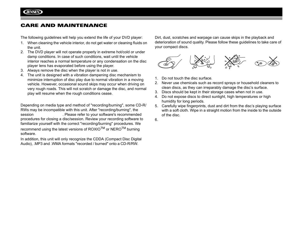 Jensen VM8012 User Manual | Page 20 / 24