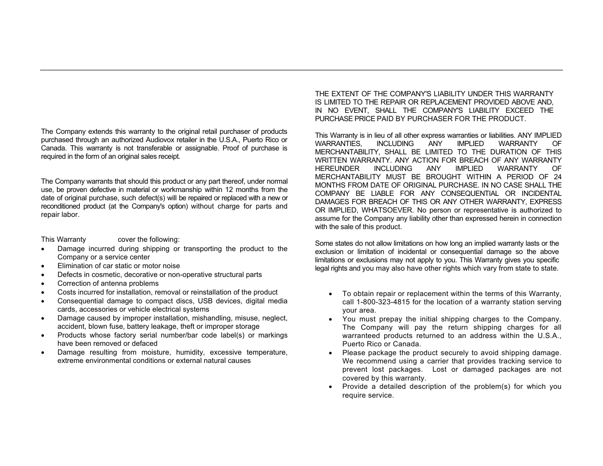 Limited warranty | Jensen VM8012 User Manual | Page 23 / 24