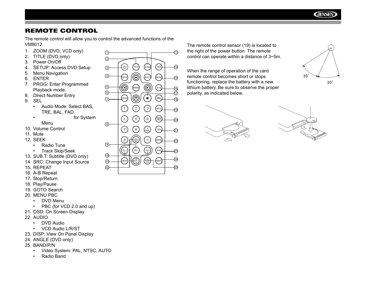 Jensen VM8012 User Manual | Page 9 / 24