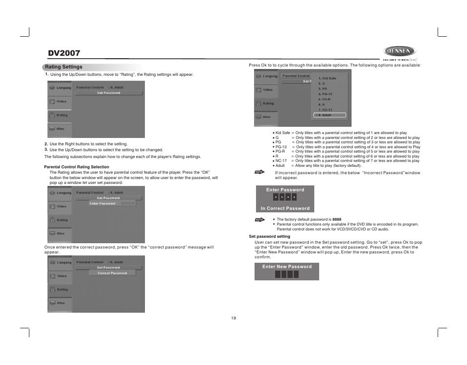 Dv2007 | Jensen DV2007 User Manual | Page 19 / 22