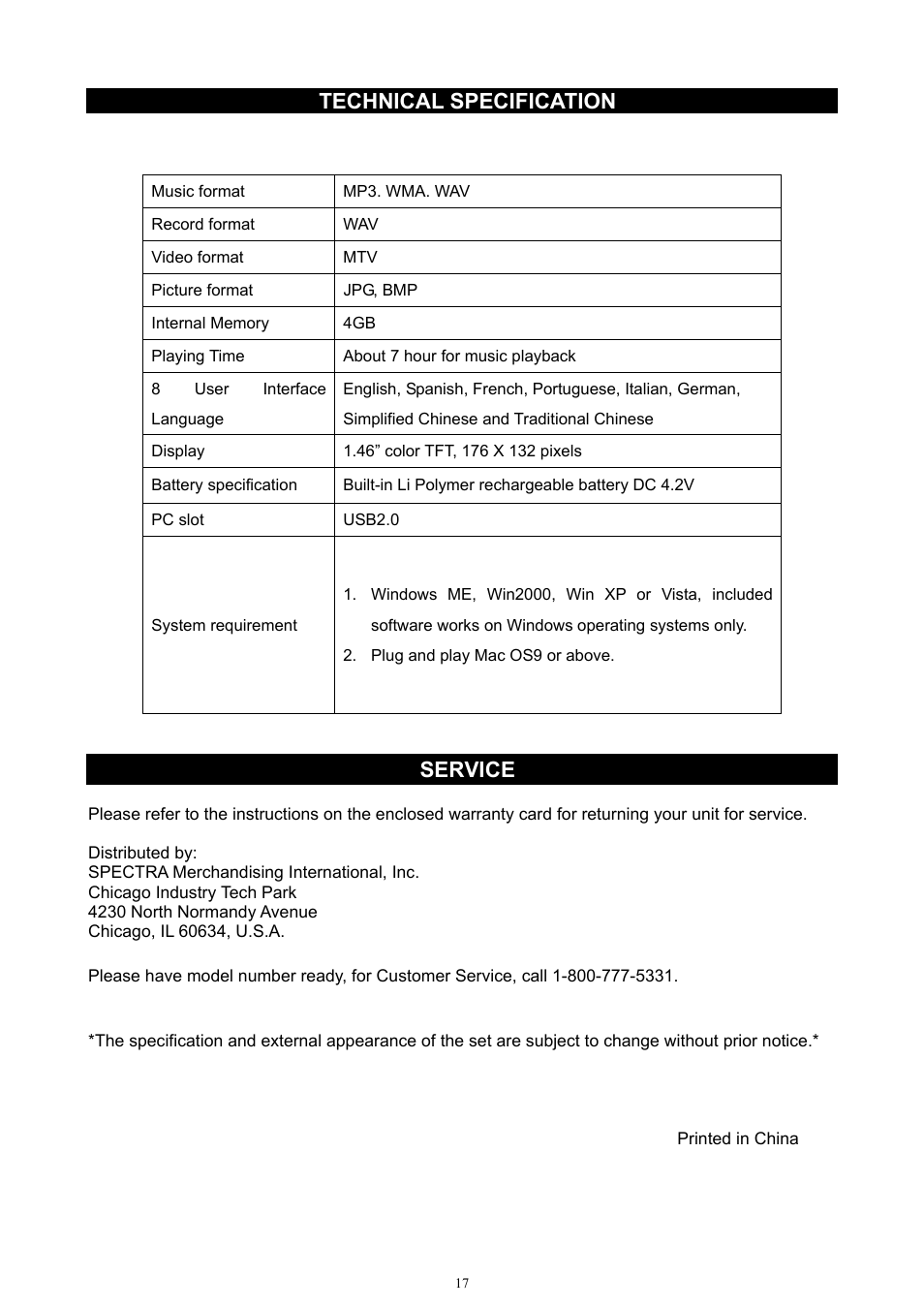 Technical specification, Service | Jensen SMPV-xGBTA User Manual | Page 18 / 18