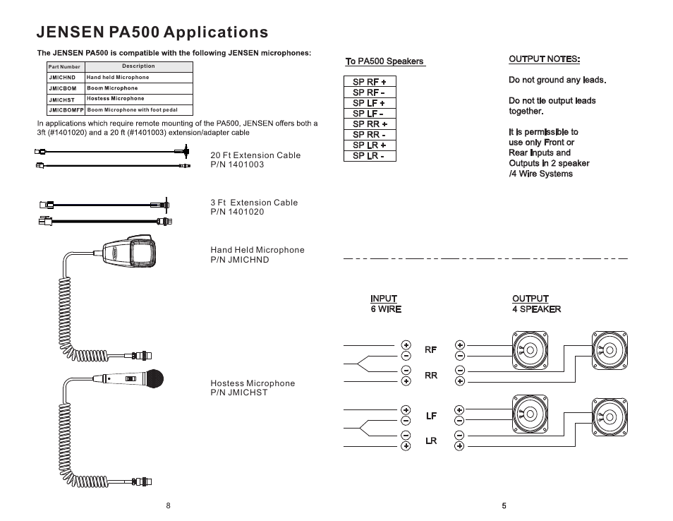 頁面 7, Jensen pa500 applications | Jensen PA500 User Manual | Page 7 / 8