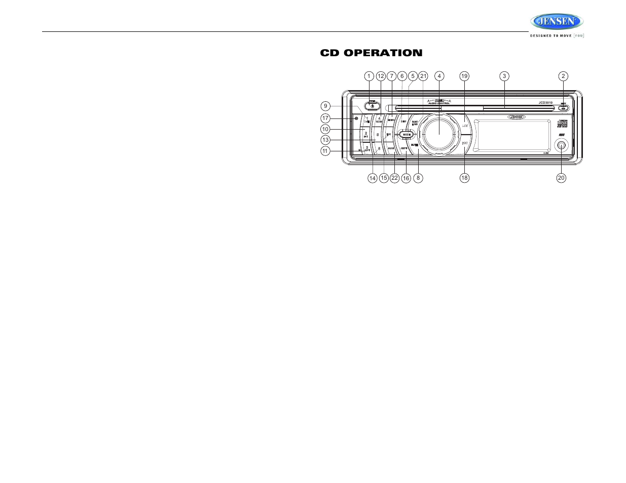 Jcd3010, Cd operation | Jensen JCD3010 User Manual | Page 7 / 10
