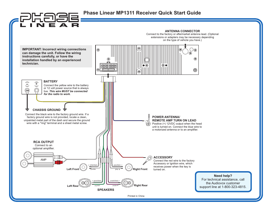 Jensen Phase Linear MP1311 User Manual | 2 pages