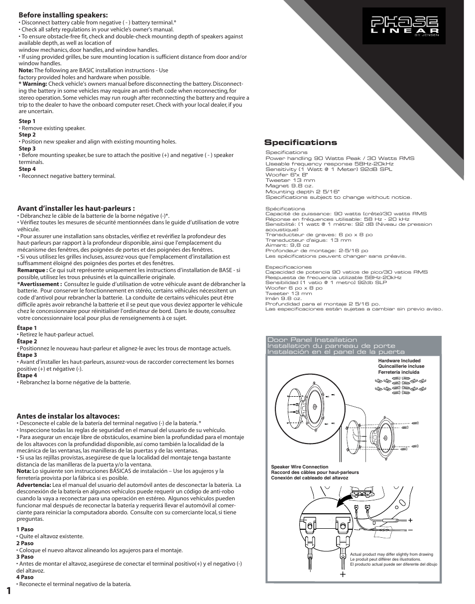 Jensen Phase Linear US268 User Manual | Page 2 / 4
