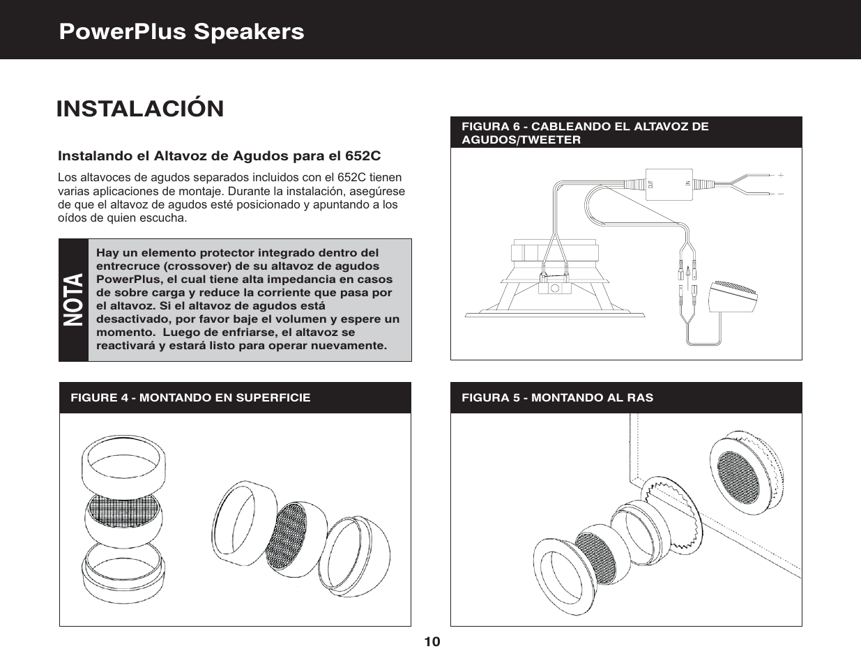 Not a, Instalación, Powerplus speakers | Jensen PowerPlus 682 User Manual | Page 12 / 22