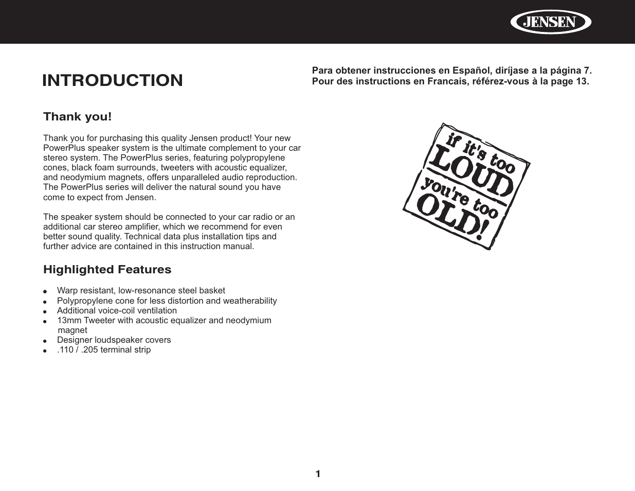 Introduction | Jensen PowerPlus 682 User Manual | Page 3 / 22