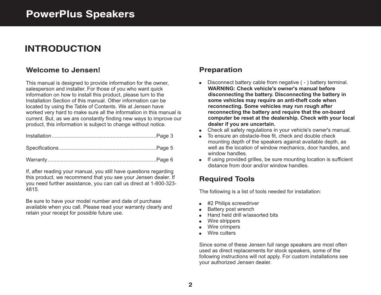 Powerplus speakers, Introduction | Jensen PowerPlus 682 User Manual | Page 4 / 22