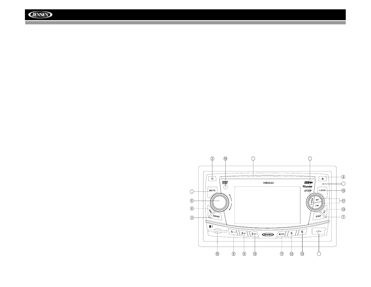 Vm8022 | Jensen VM8022 User Manual | Page 10 / 24