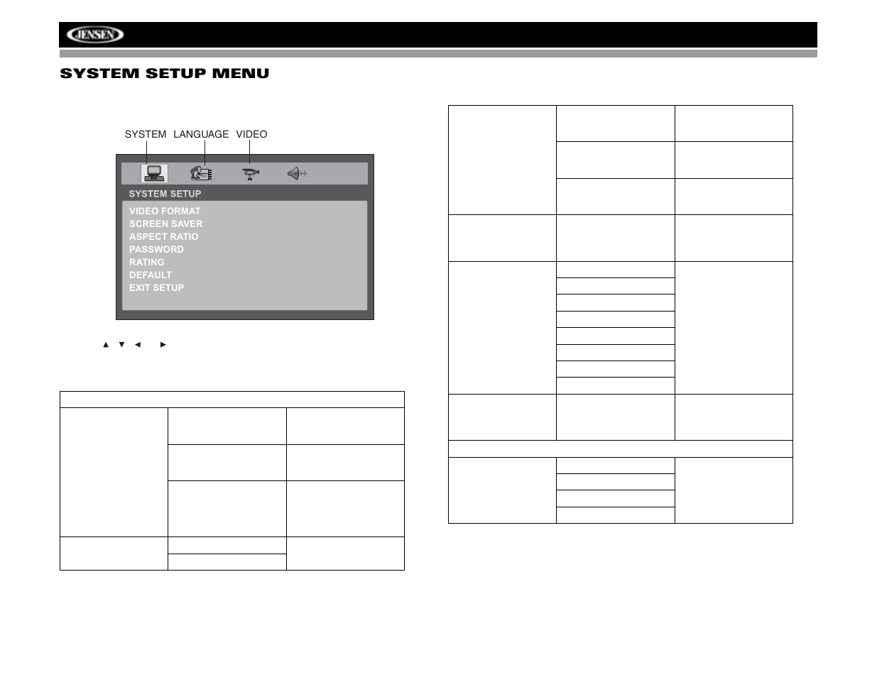 Vm8022, System setup menu | Jensen VM8022 User Manual | Page 14 / 24