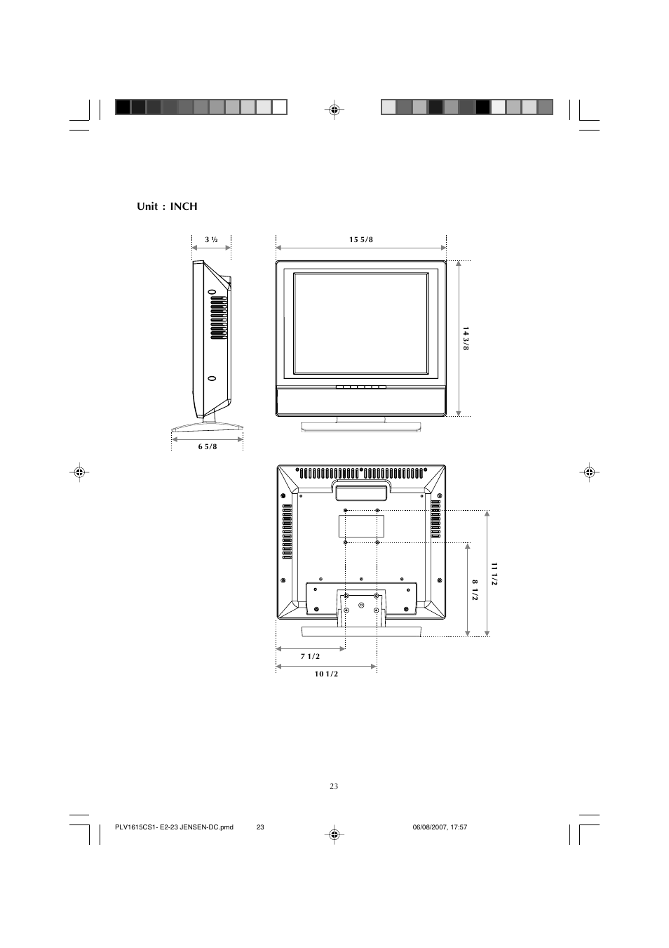 Unit : inch | Jensen JE1508 User Manual | Page 23 / 24