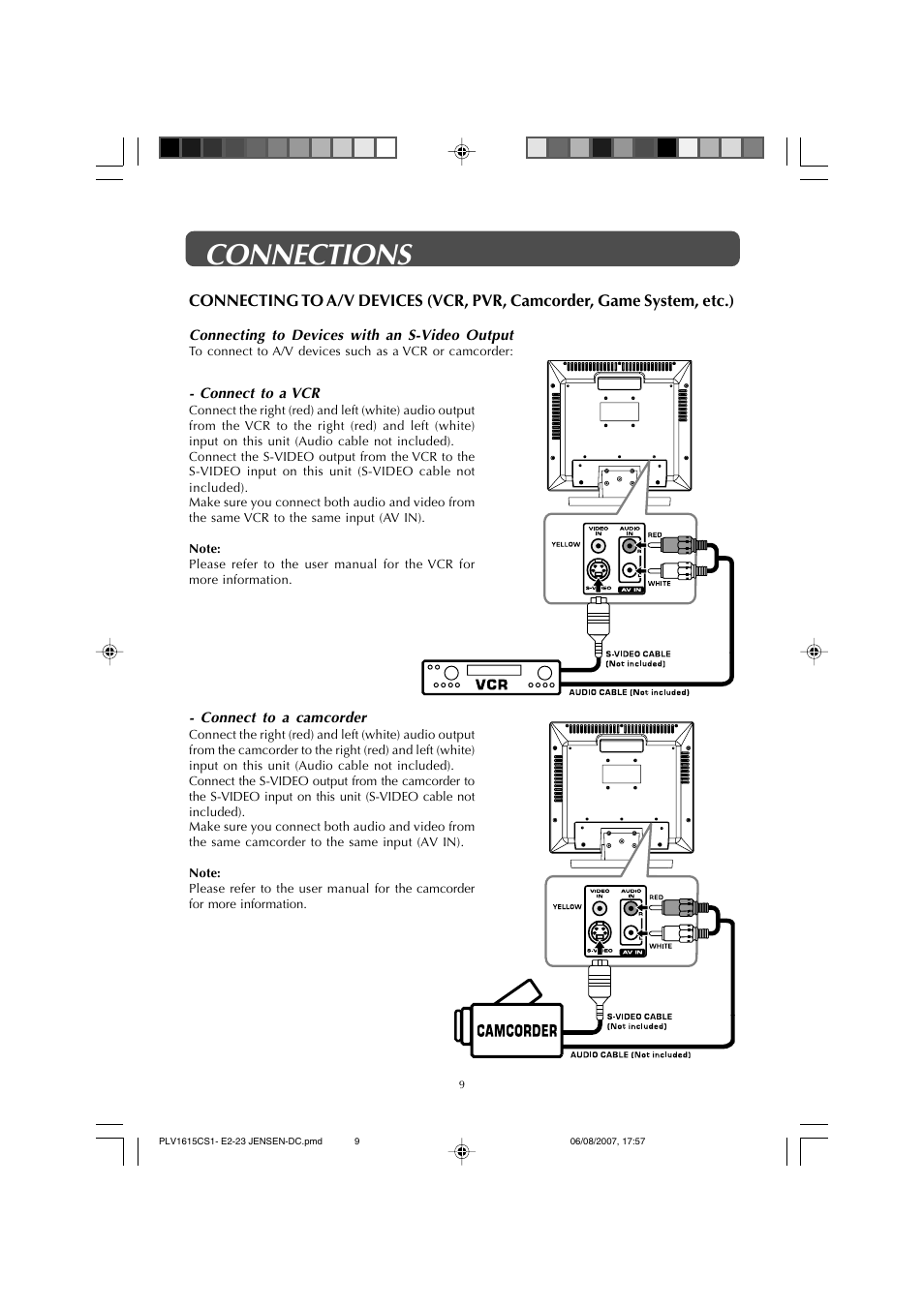 Connections | Jensen JE1508 User Manual | Page 9 / 24