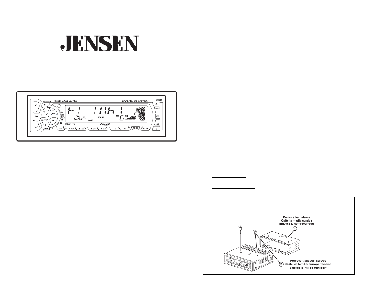 Jensen CDH4110 User Manual | 18 pages