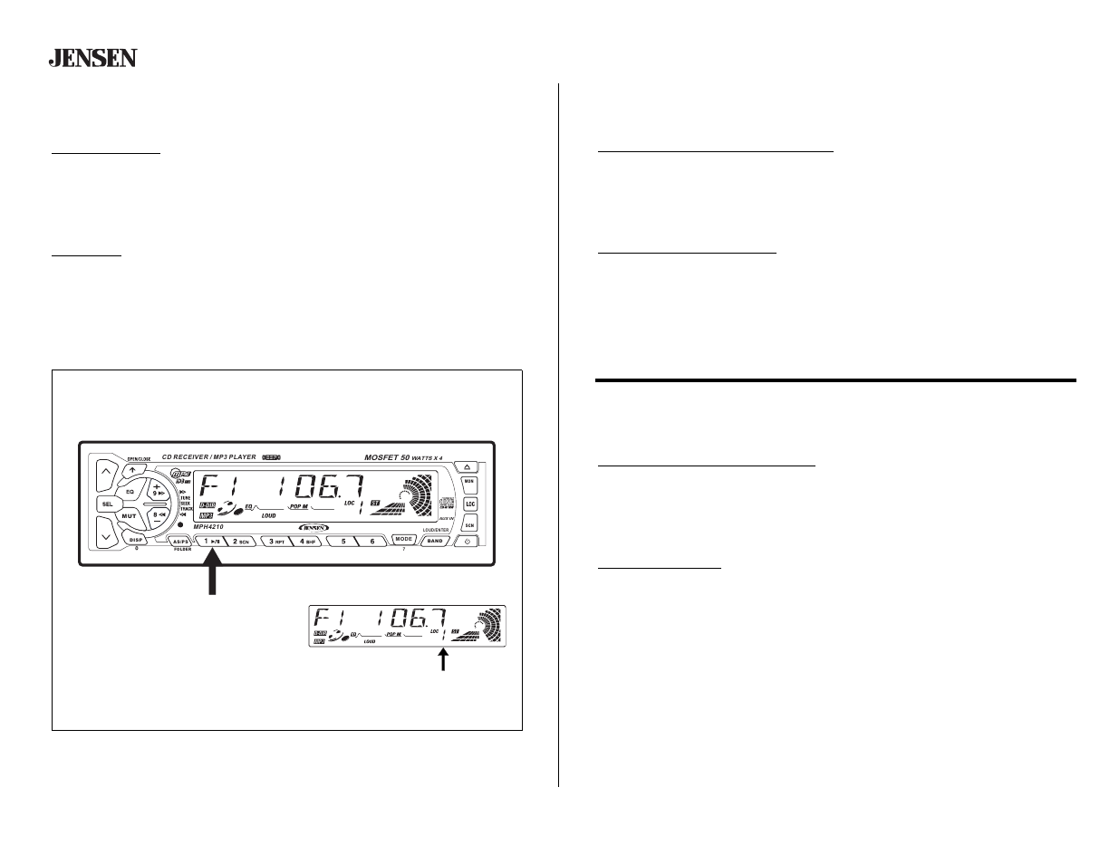 Mph4210, Tuner operation (continued), Operación de la radio (continuado) | Fonctionnement de la radio (continué) | Jensen MPH4210 User Manual | Page 12 / 20