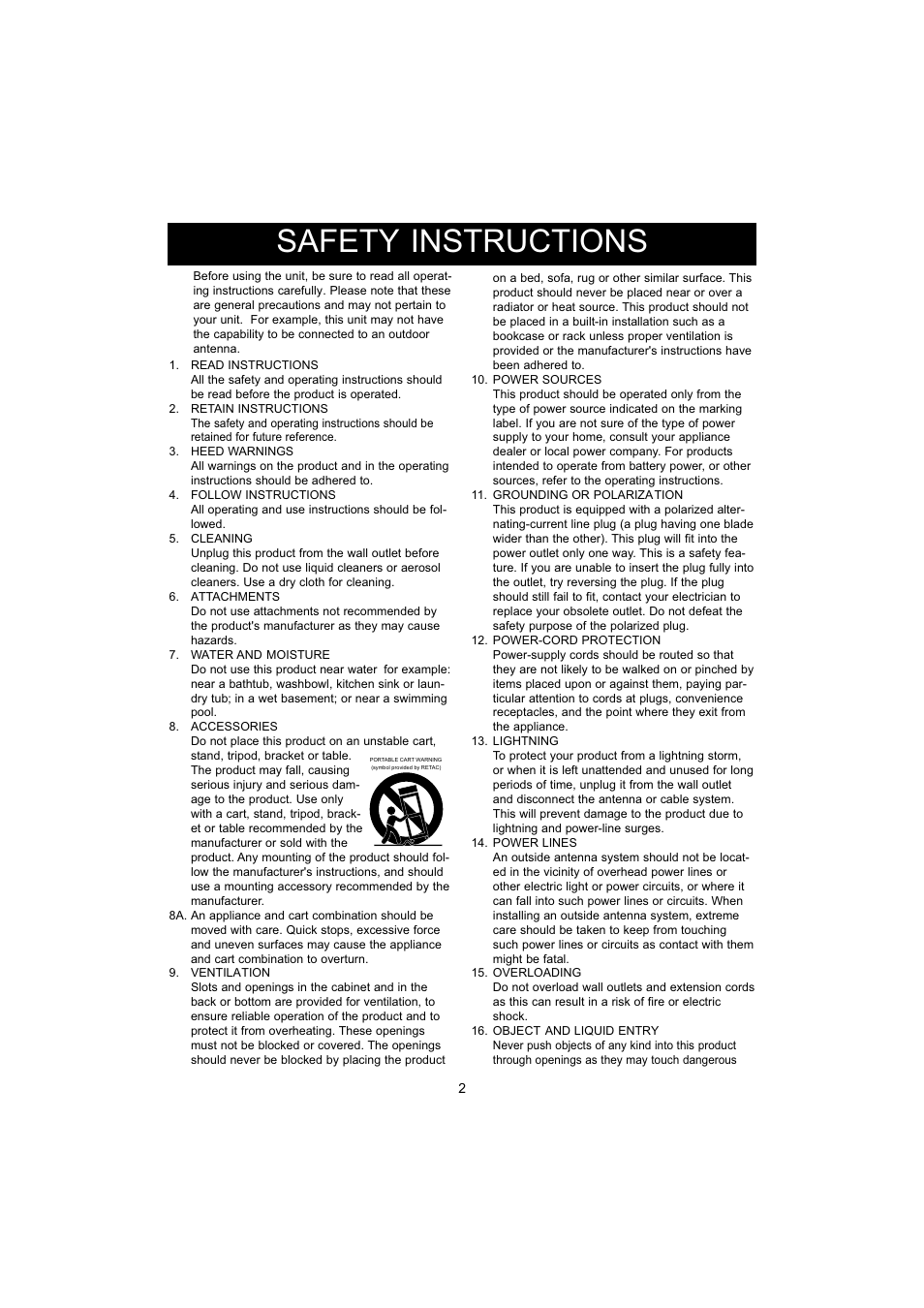 Safety instructions | Jensen CD-545 User Manual | Page 3 / 13
