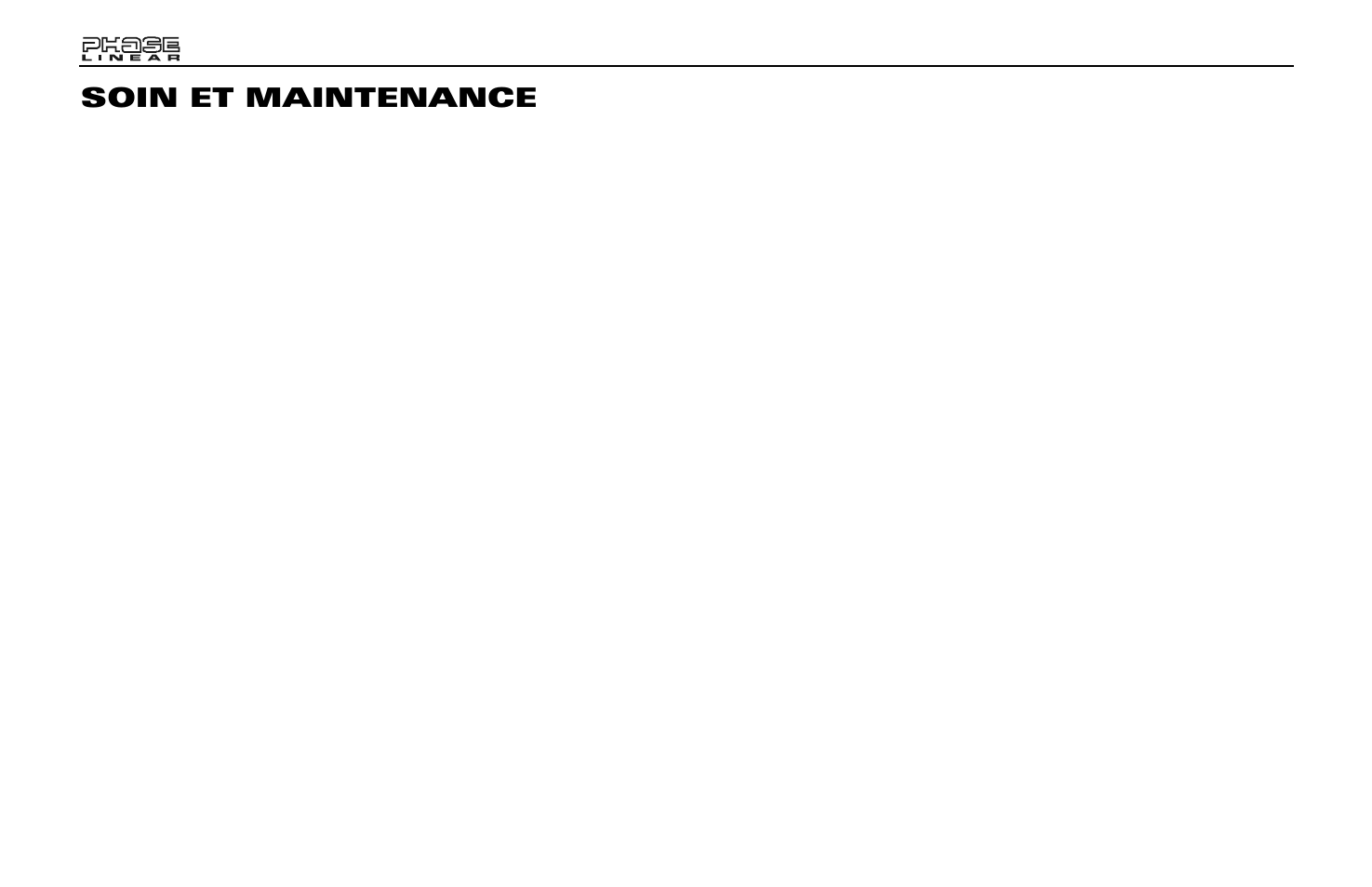 Soin et maintenance | Jensen Phase Linear SD1513 User Manual | Page 66 / 72